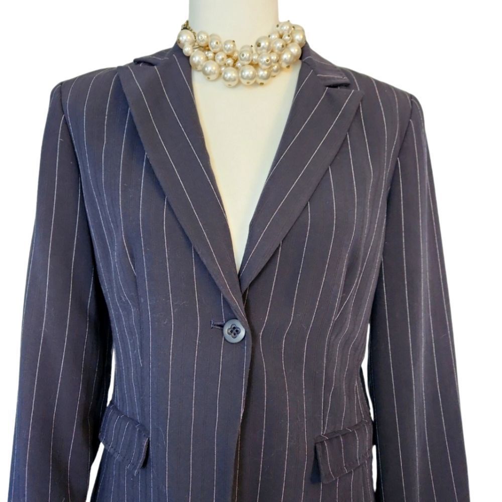 Bill Blass Navy Pinstripe Pantsuit